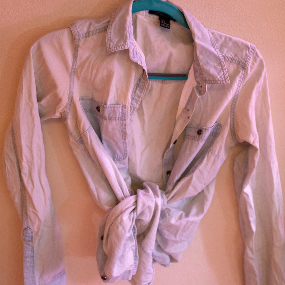 Light Washed jean button down shirt